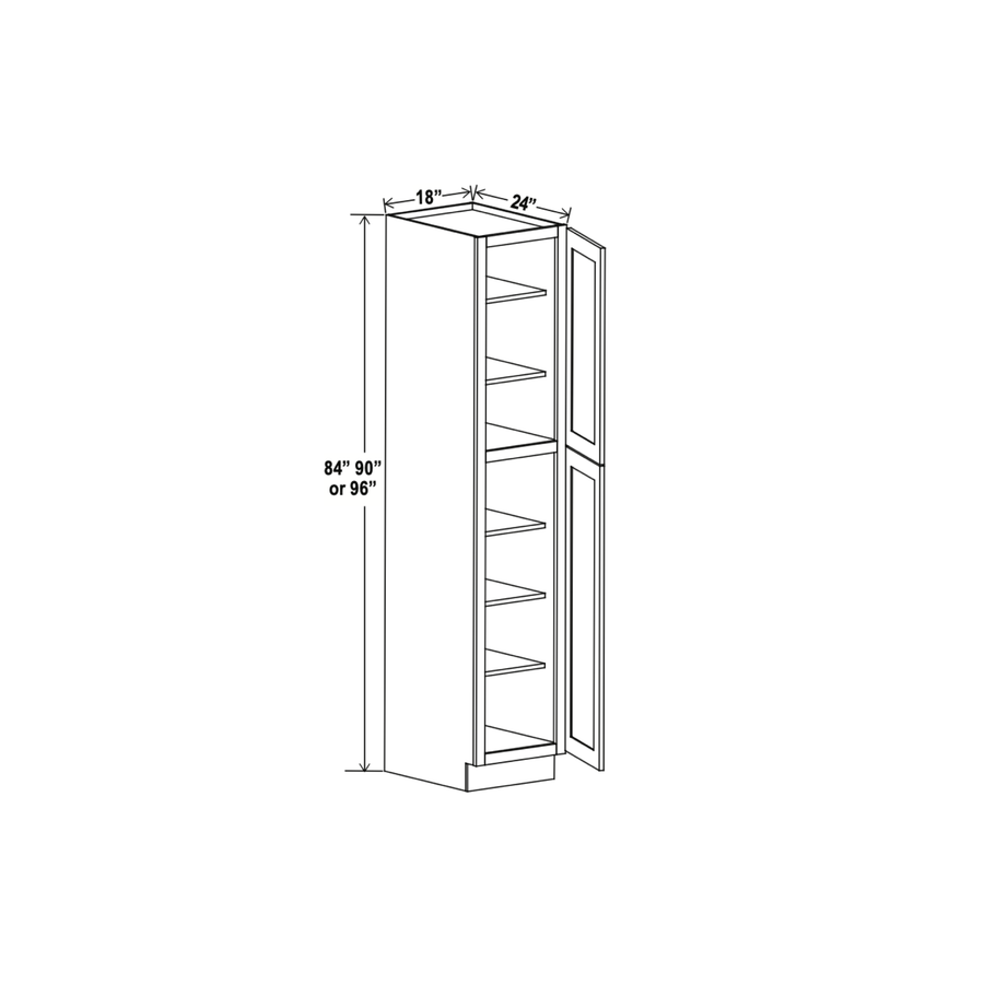 18" Utility Cabinet Dimension Diagram with Interior Construction Details