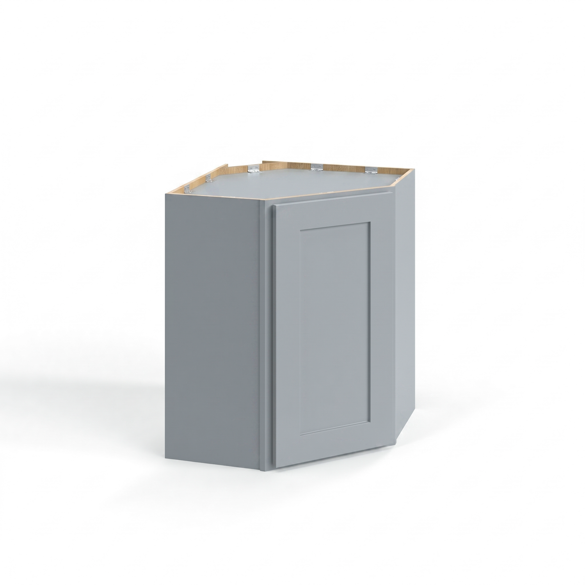 Shaker Gray 24" Glass Door Diagonal Corner Wall Cabinet