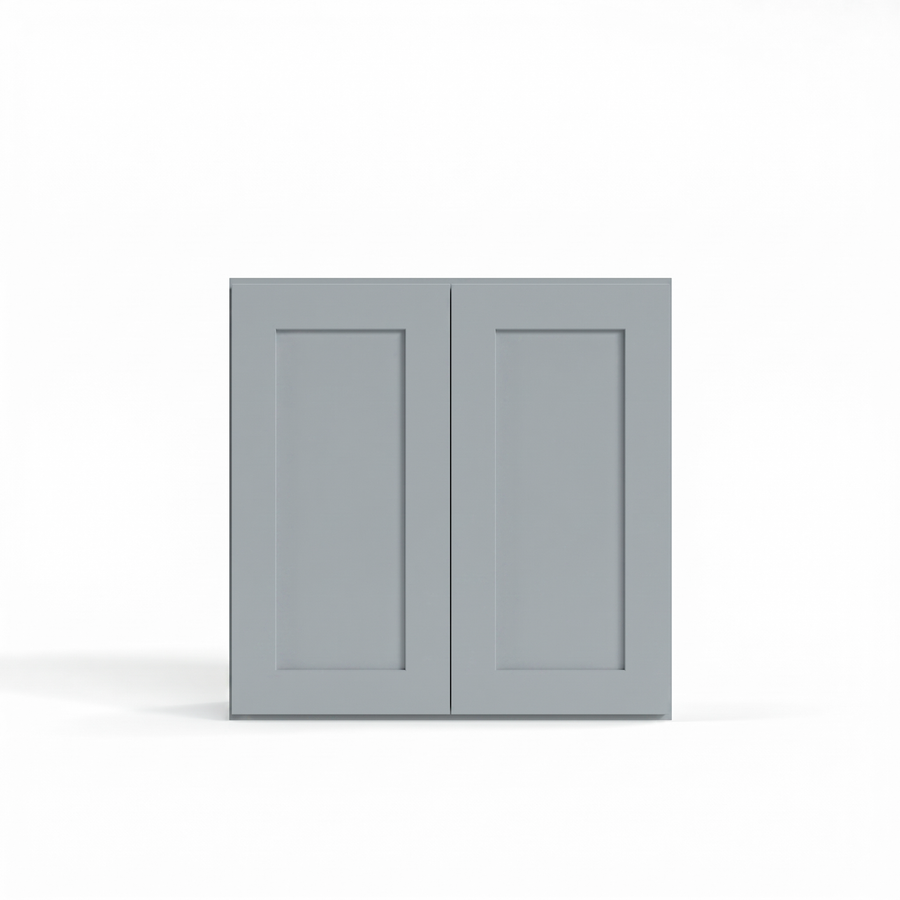 Shaker Gray 30" Glass Door Wall Cabinet