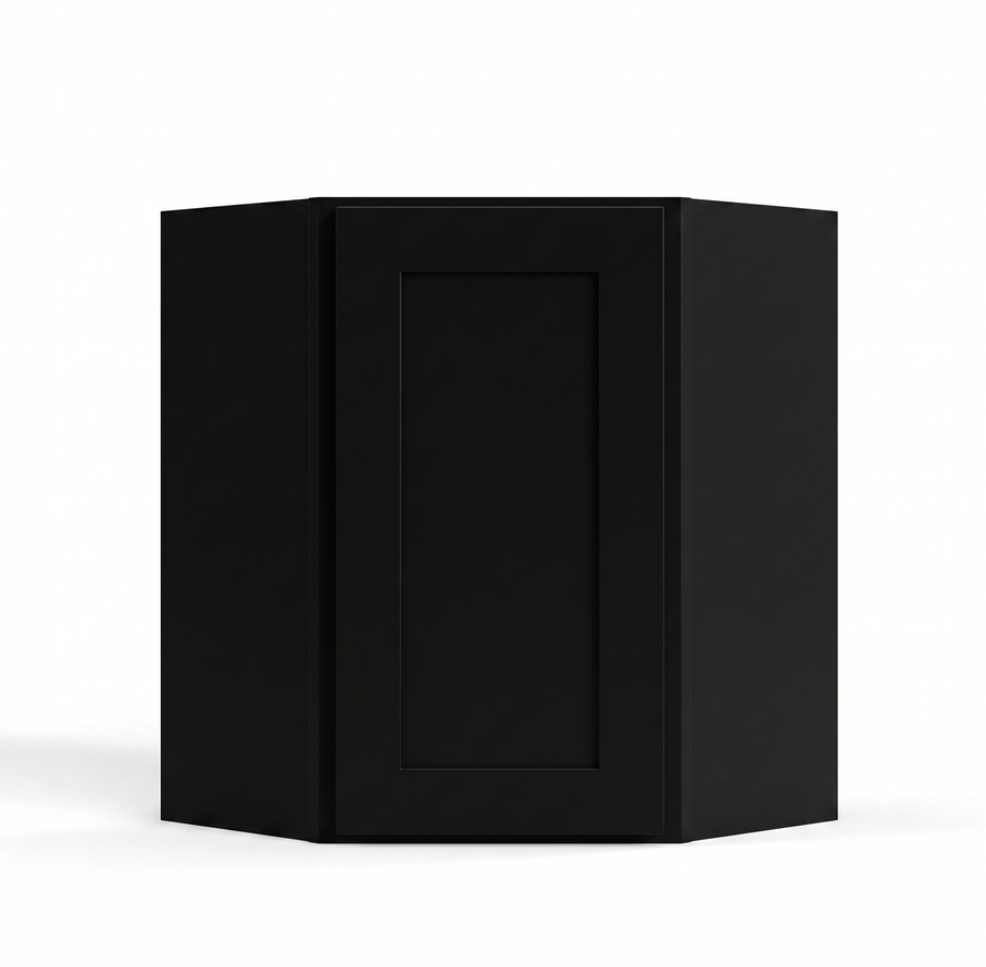 Iron Black 24" Glass Door Diagonal Corner Wall Cabinet