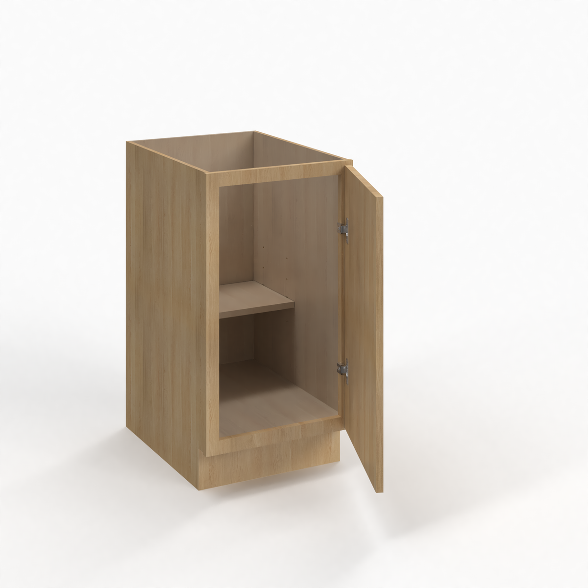 Slim White Oak 15" Full Height Door Base Cabinet