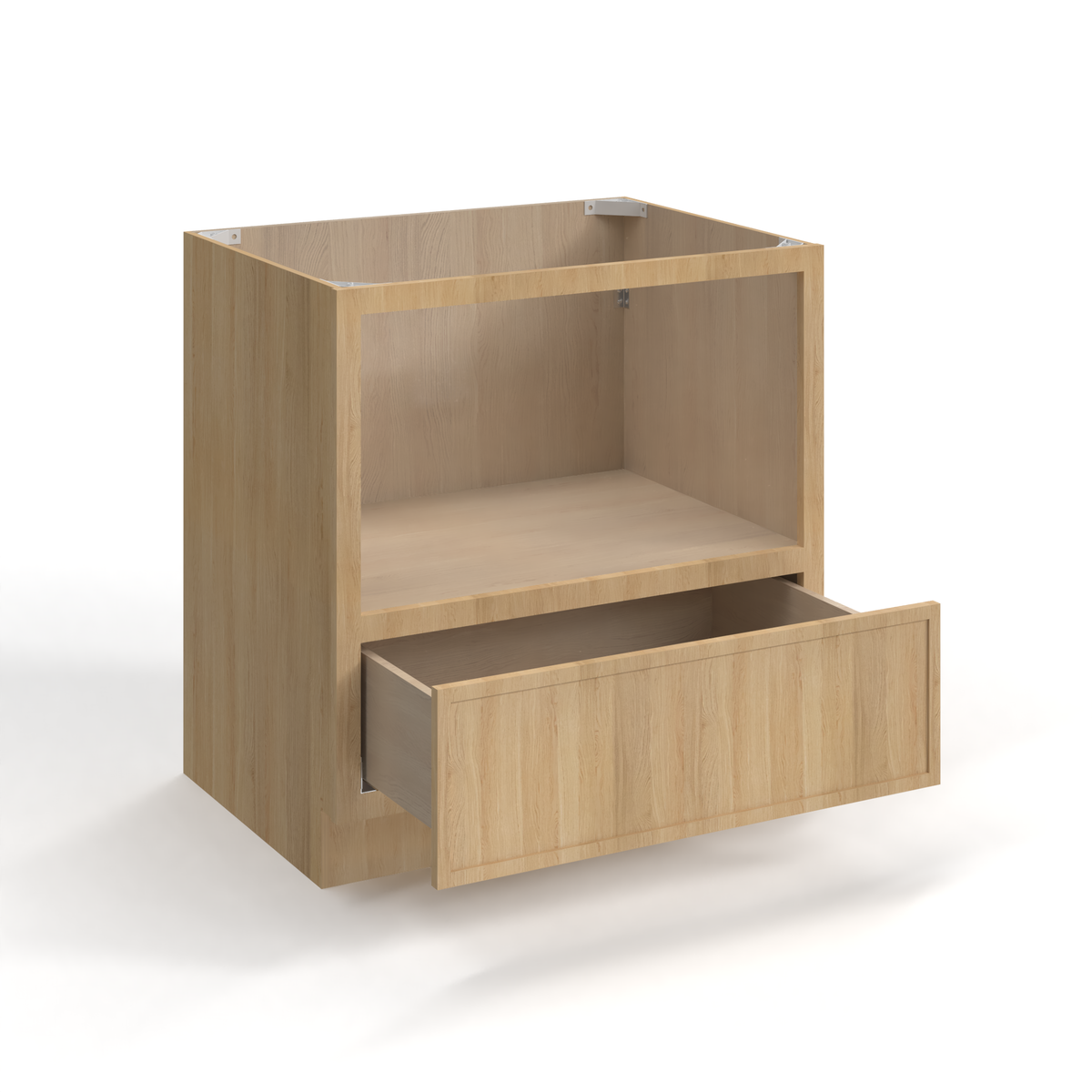Slim White Oak 30" Microwave Base Cabinet