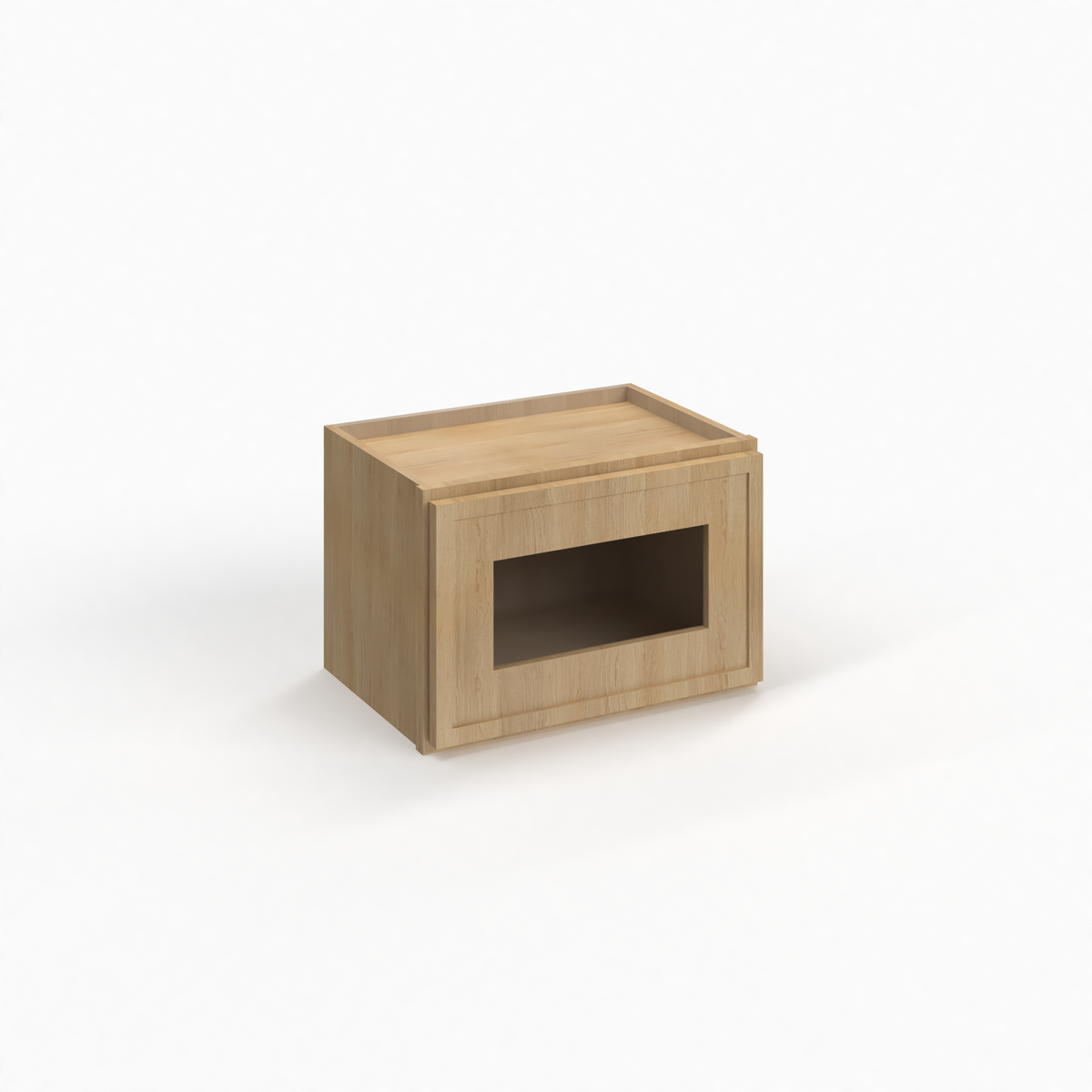 Slim White Oak 12" Glass Door Wall Cabinet