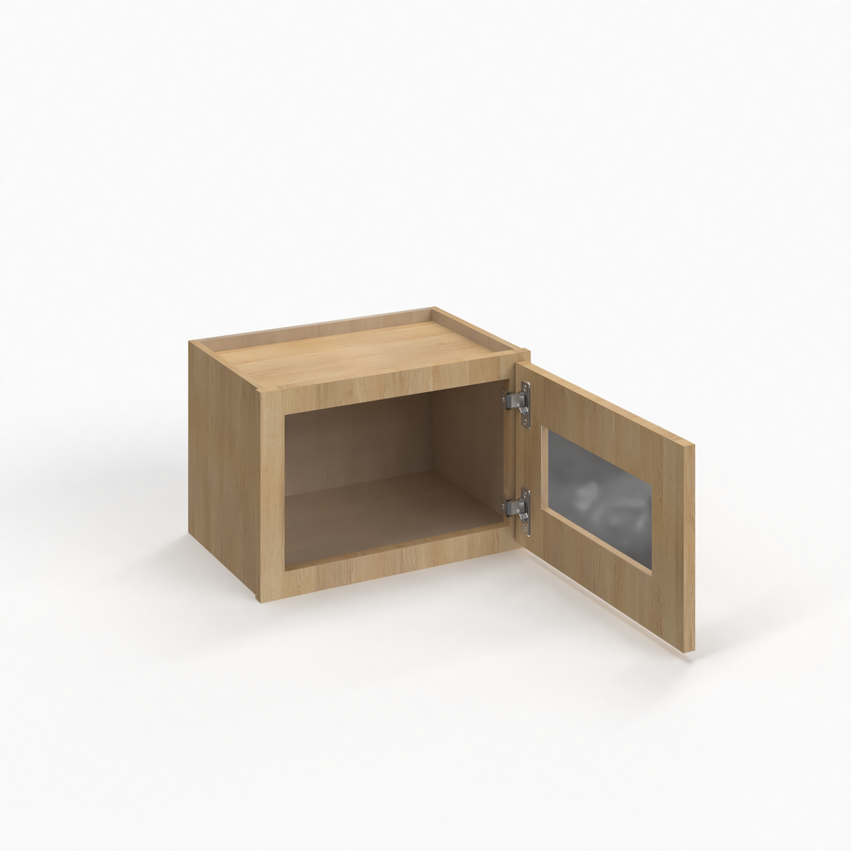 Slim White Oak 18" Glass Door Wall Cabinet