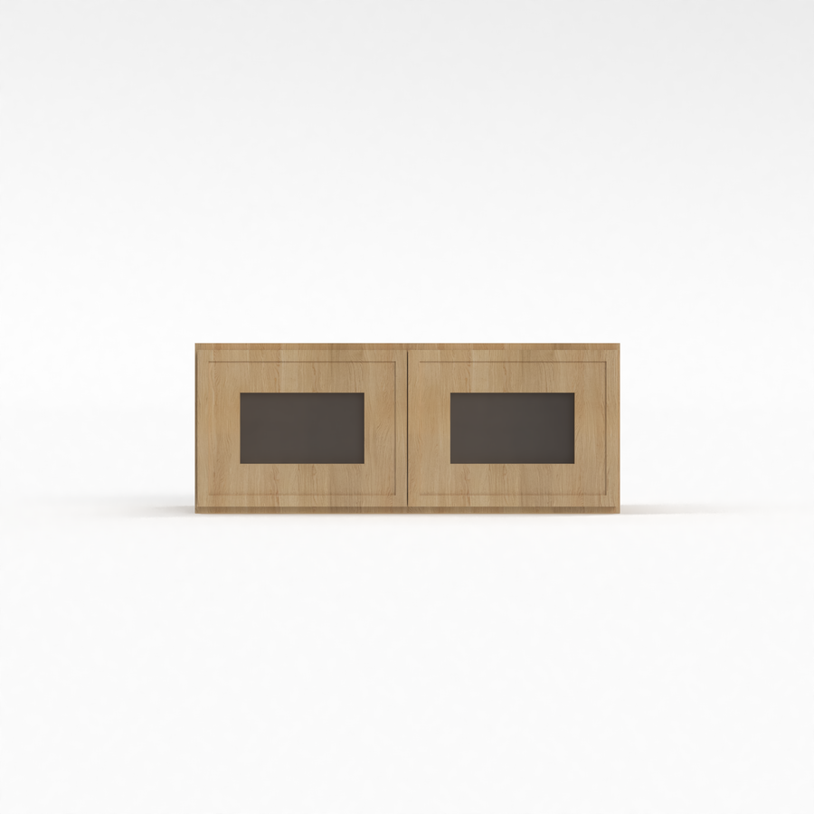 Slim White Oak 33" Glass Door Wall Cabinet