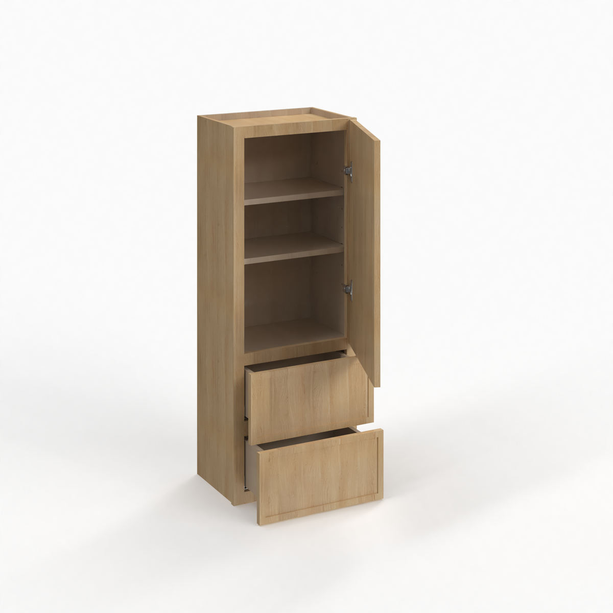 Slim White Oak 18" Drawer Wall Cabinet