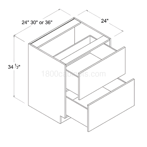 High Gloss White 36" Drawer Base Cabinet