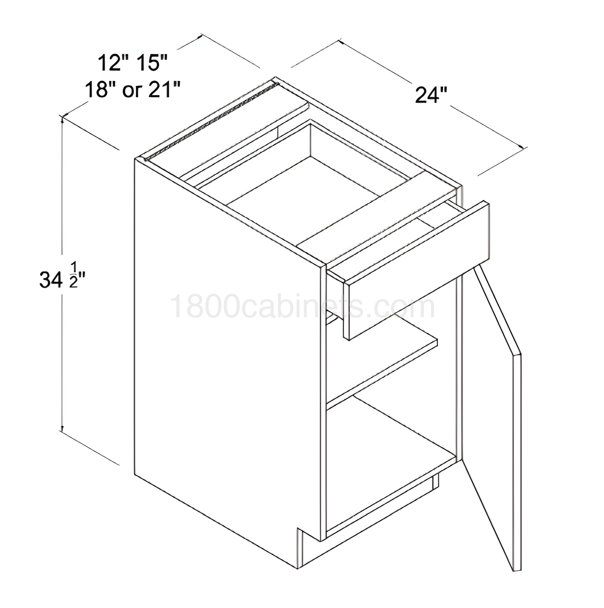 Oak Blonde 15" Standard Base Cabinet