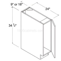 Oak Shade 9" Full Height Door Base Cabinet