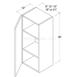 High Gloss Gray 15" Standard Wall Cabinet