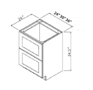 Double Dove White 30" Drawer Base Cabinet