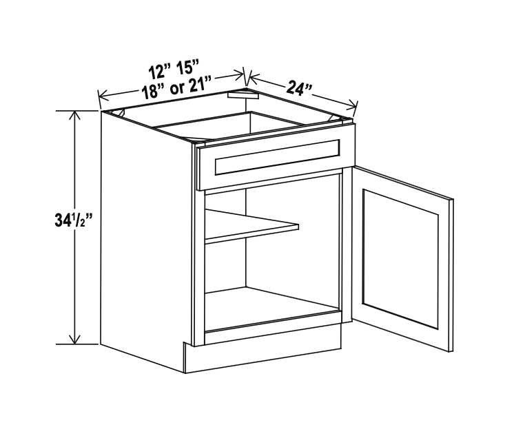 Double Smoky Gray 18" Standard Base Cabinet