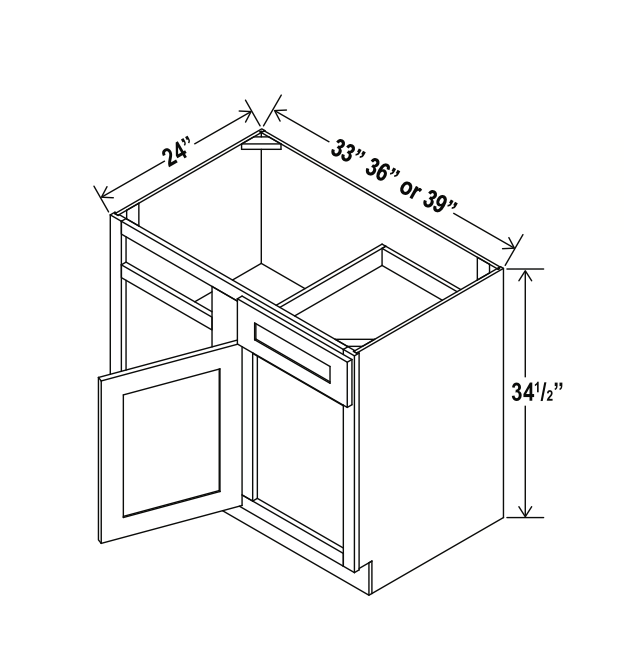 Double Dove White 36" Blind Corner Base Cabinet