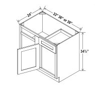 Double Dove White 36" Blind Corner Base Cabinet