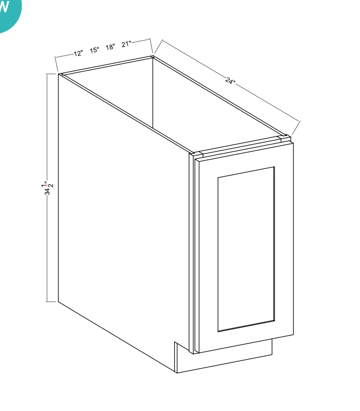 Smoky Ash 18" Full Height Door Base Cabinet