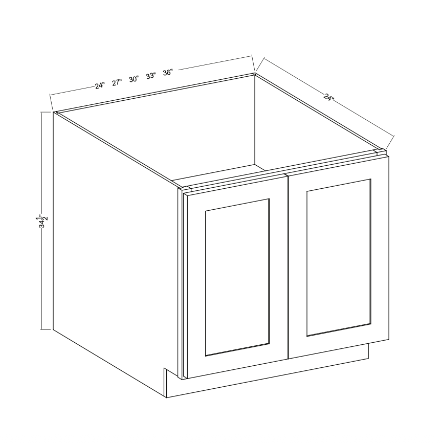 Rustic Wood 33" Full Height Door Base Cabinet
