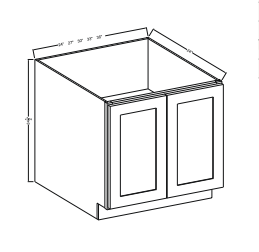 Double Smoky Gray 27" Full Height Door Base Cabinet