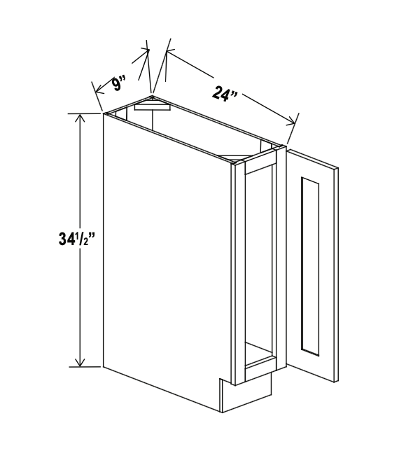 Aspen Charcoal 9" Full Height Door Base Cabinet