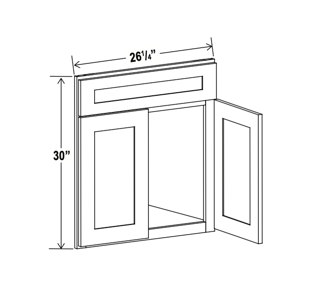 Iron Black 26-1/4" Sink Base Cabinet