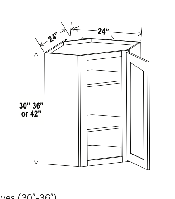 Double Dove White 24" Diagonal Corner Wall Cabinet