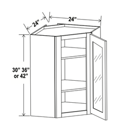 Treasure Chest 24" Glass Door Diagonal Corner Wall Cabinet