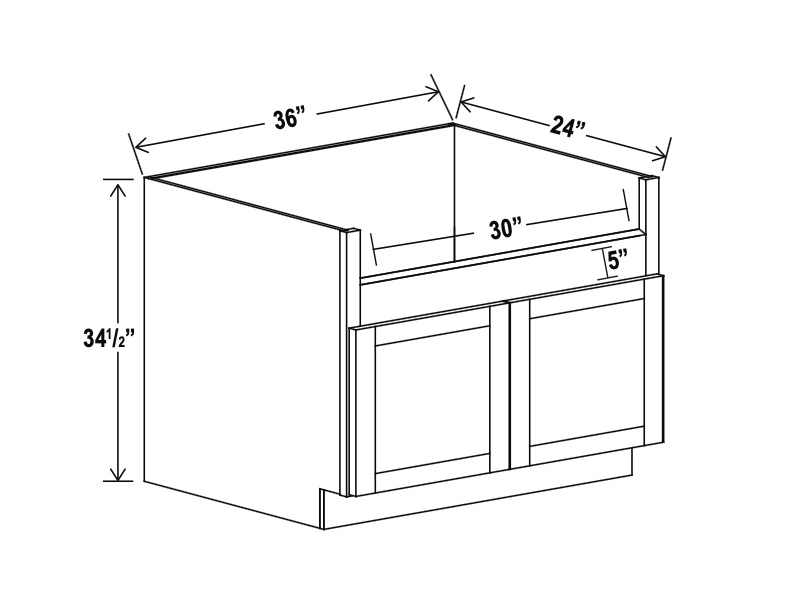 Double Dove White 36" Sink Base Cabinet