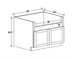 Double Smoky Gray 36" Sink Base Cabinet