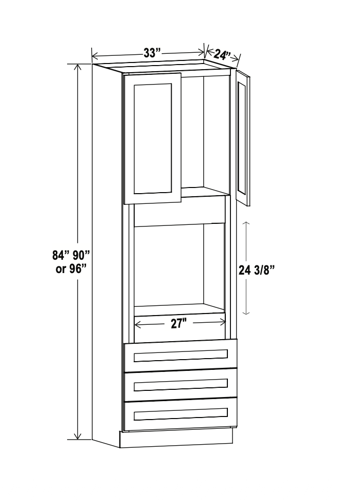 Double Dove White 33" Oven Cabinet