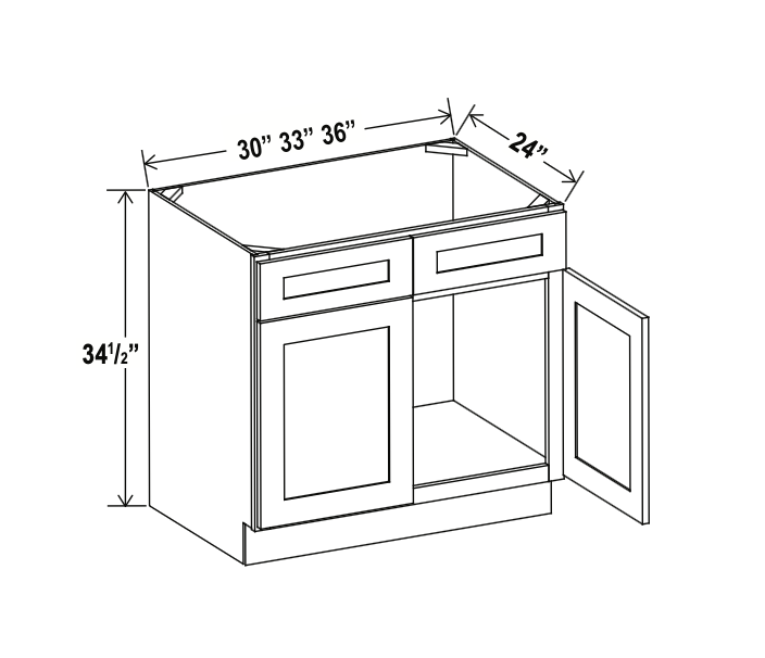 Rustic Wood 36" Sink Base Cabinet