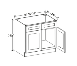 Double Smoky Gray 33" Sink Base Cabinet