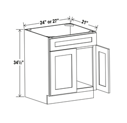 Double Smoky Gray 27" Vanity Sink Base