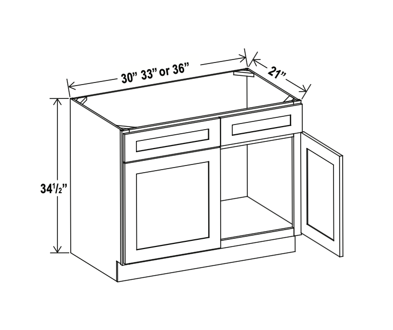 Luna Gray 36" Vanity Sink Base