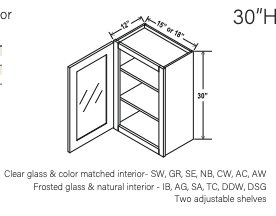 Aston Green 18" Glass Door Wall Cabinet