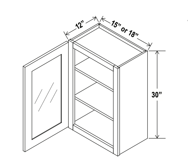 Shaker Espresso 18" Glass Door Wall Cabinet