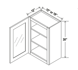 Shaker Espresso 18" Glass Door Wall Cabinet