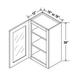 Aston Green 18" Glass Door Wall Cabinet