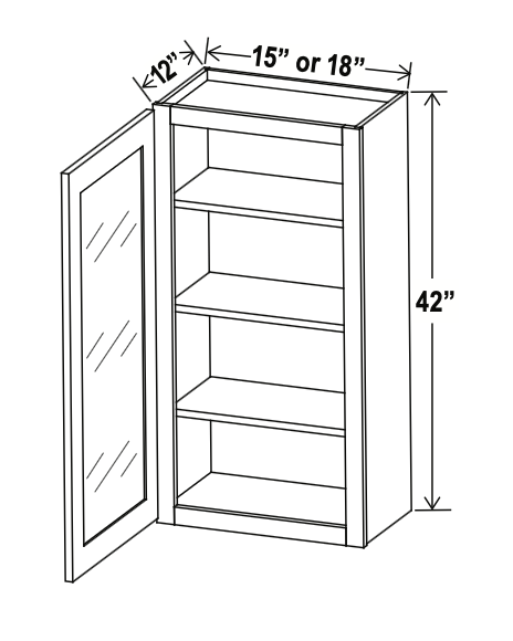 Aston Green 15" Glass Door Wall Cabinet