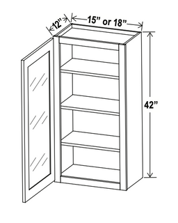 Aspen Charcoal 15" Glass Door Wall Cabinet