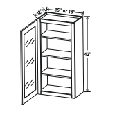 Shaker Espresso 15" Glass Door Wall Cabinet
