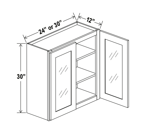 Rustic Wood 24" Glass Door Wall Cabinet