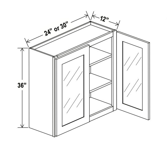 Aspen Charcoal 30" Glass Door Wall Cabinet