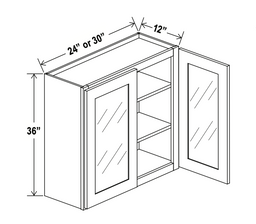Aspen Charcoal 30" Glass Door Wall Cabinet