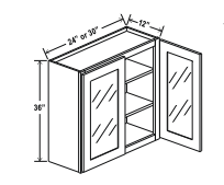 Shaker Espresso 30" Glass Door Wall Cabinet