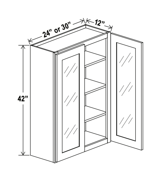 Aspen Charcoal 30" Glass Door Wall Cabinet