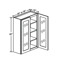 Double Dove White 24" Glass Door Wall Cabinet