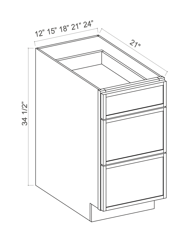 Slim White Oak 24" Vanity Drawer Cabinet