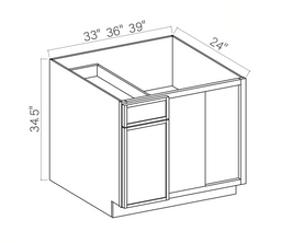 Slim Amber Oak 39" Blind Corner Base Cabinet