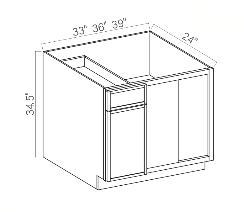 Slim Dove White 33" Blind Corner Base Cabinet