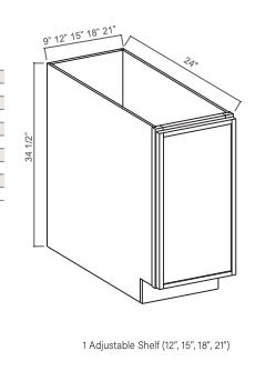 Slim Aston Green 18" Full Height Door Base Cabinet