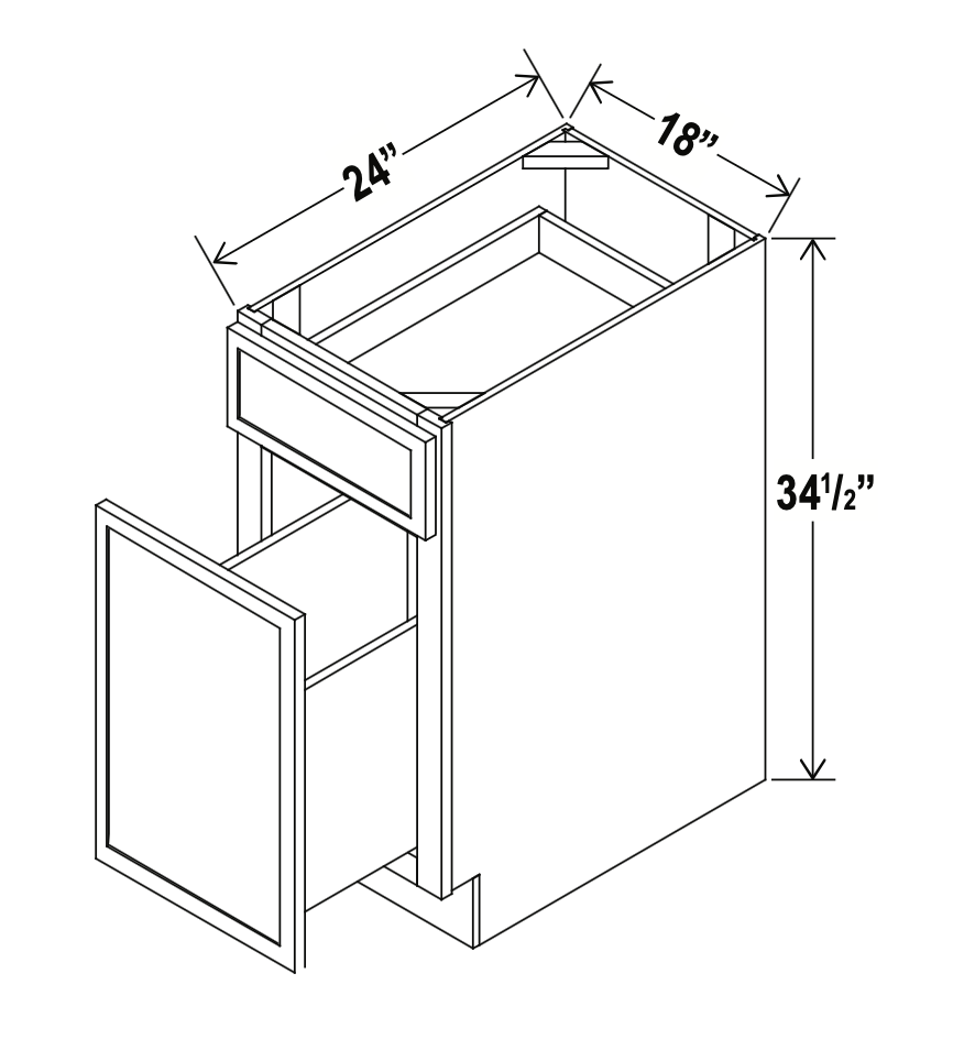 Slim Aston Green 18" Accessory Base Cabinet